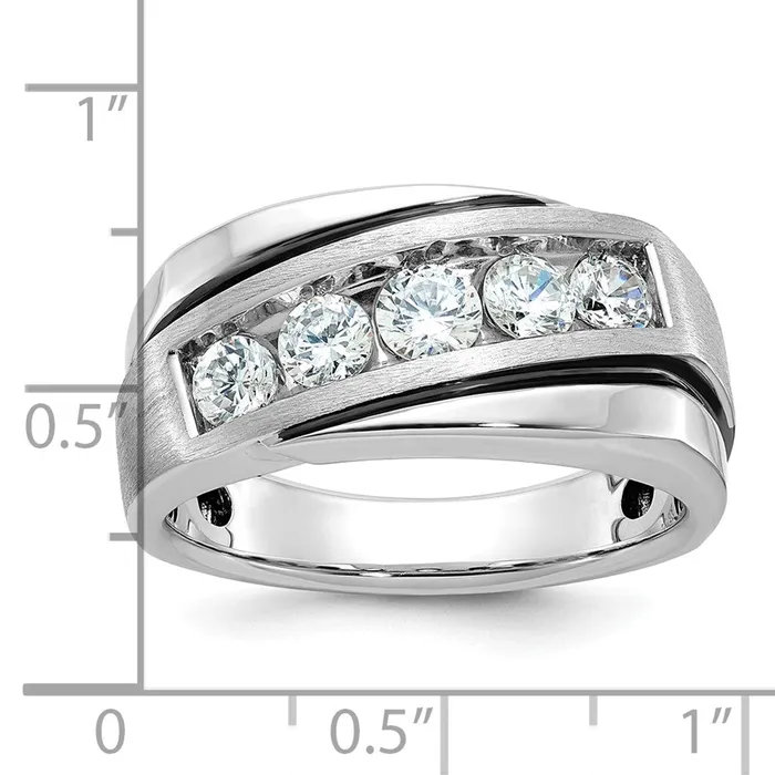 14k White Gold with Black Rhodium Mens Satin Diamond Ring Mounting Goldia Rings