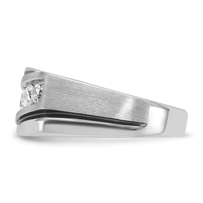 14k White Gold with Black Rhodium Mens Satin Diamond Ring Mounting Goldia Rings