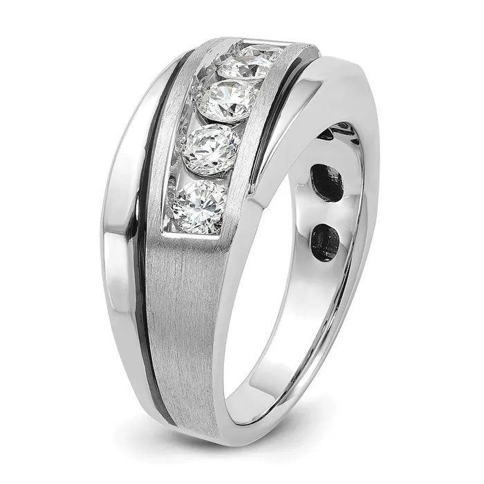 14k White Gold with Black Rhodium Mens Satin Diamond Ring Mounting Goldia Rings