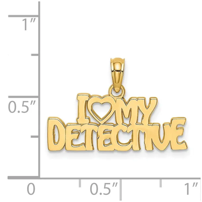 Charm Necklaces 14k Yellow Gold I HEART MY DETECTIVE Charm Goldia