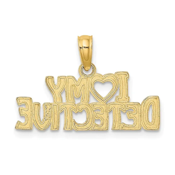 Charm Necklaces 14k Yellow Gold I HEART MY DETECTIVE Charm Goldia