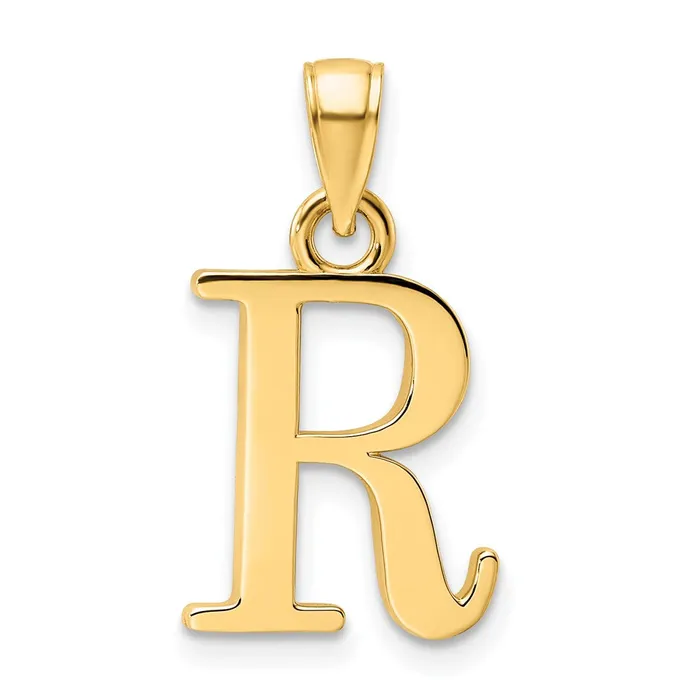 Goldia 14k Yellow Gold Polished Letter R Pendant PreStyled Sets