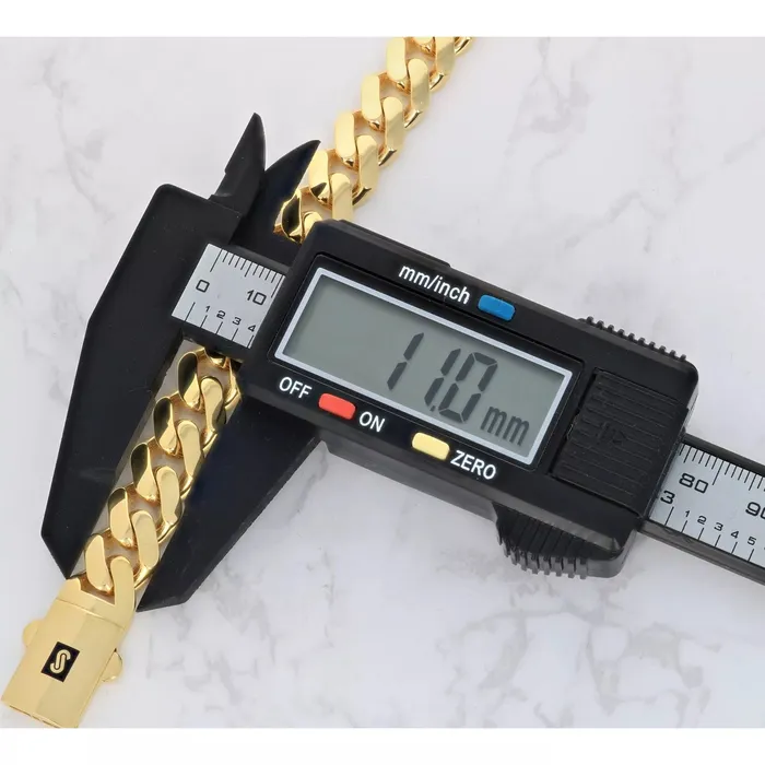 Goldiacom Bracelets 14k Yellow Gold Royal Monaco Miami Cuban Link 11mm Chain Bracelet w Box Clasp 8