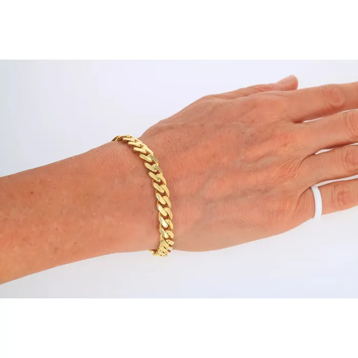 Goldiacom Bracelets 14k Yellow Gold Royal Monaco Miami Cuban Link 11mm Chain Bracelet w Box Clasp 8