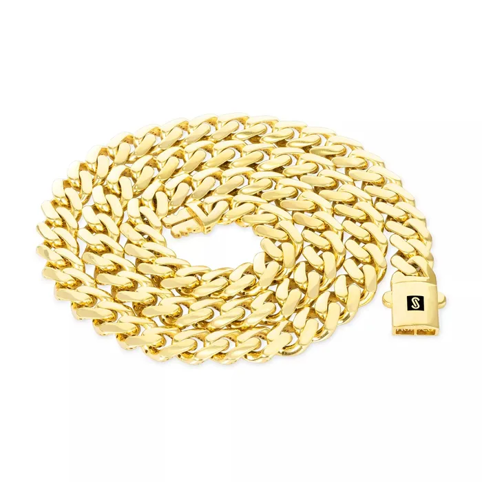 Goldiacom Bracelets 14k Yellow Gold Royal Monaco Miami Cuban Link 11mm Chain Bracelet w Box Clasp 8