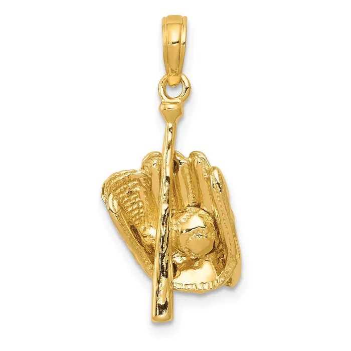 Goldia PreStyled Sets 14k Yellow Gold Polished 3D GloveBatBaseball Pendant Goldia PreStyled Sets 14k Yellow Gold Polished 3D GloveBatBaseball Pendant