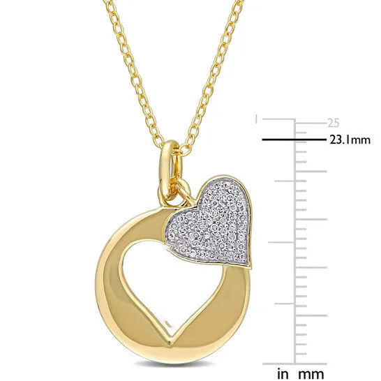 Original AMOUR 110 CT TW Diamond Double Heart Pendant with Chain In Yellow Plated Sterling Silver JMS always Necklaces Original AMOUR 110 CT TW Diamond Double Heart Pendant with Chain In Yellow Plated Sterling Silver JMS always Necklaces