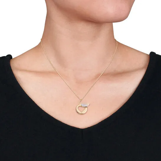 Original AMOUR 110 CT TW Diamond Double Heart Pendant with Chain In Yellow Plated Sterling Silver JMS always Necklaces Original AMOUR 110 CT TW Diamond Double Heart Pendant with Chain In Yellow Plated Sterling Silver JMS always Necklaces