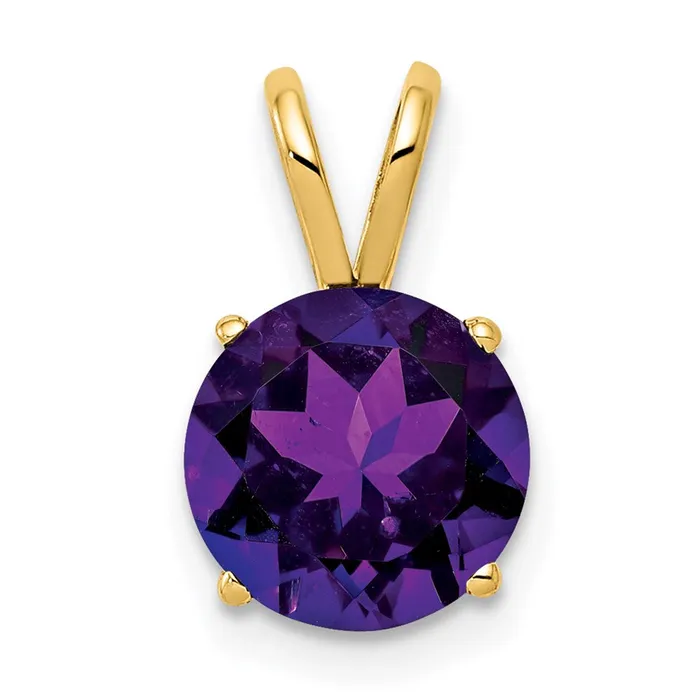 PreStyled Sets 14K Yellow Gold 8mm Amethyst Checker pendant Goldia