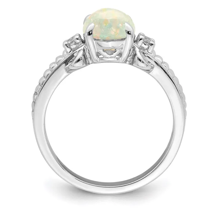 Sterling Silver w Ethiopian Opal u0026 White Quartz Polished Ring Goldia Rings