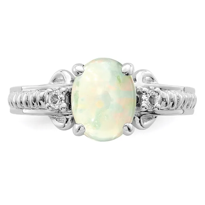 Sterling Silver w Ethiopian Opal u0026 White Quartz Polished Ring Goldia Rings