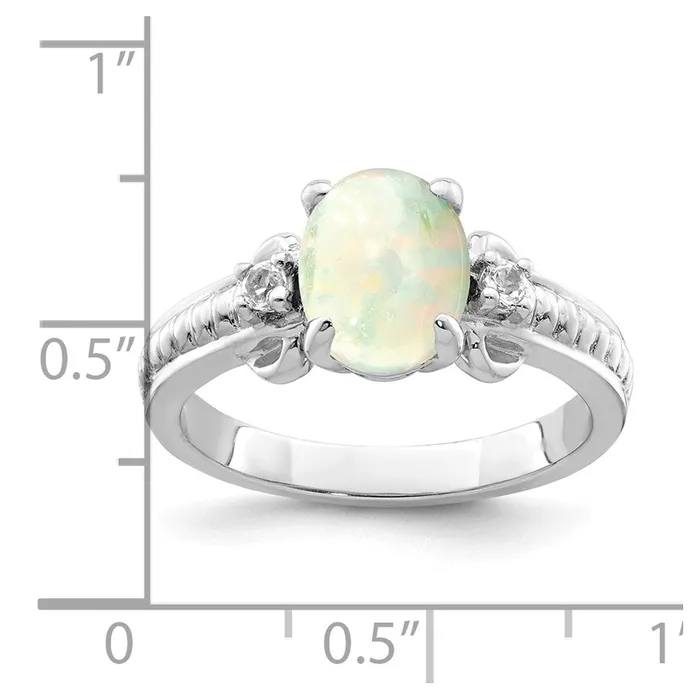 Sterling Silver w Ethiopian Opal u0026 White Quartz Polished Ring Goldia Rings