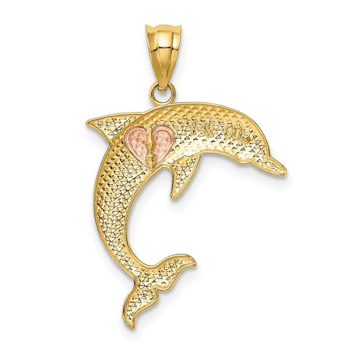 14k Two Tone Dolphin wHeart Pendant TreasureFineJewelers Rings