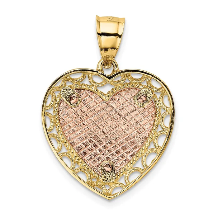 14K Twotone Polished Lace Trim Heart Pendant TreasureFineJewelers Rings