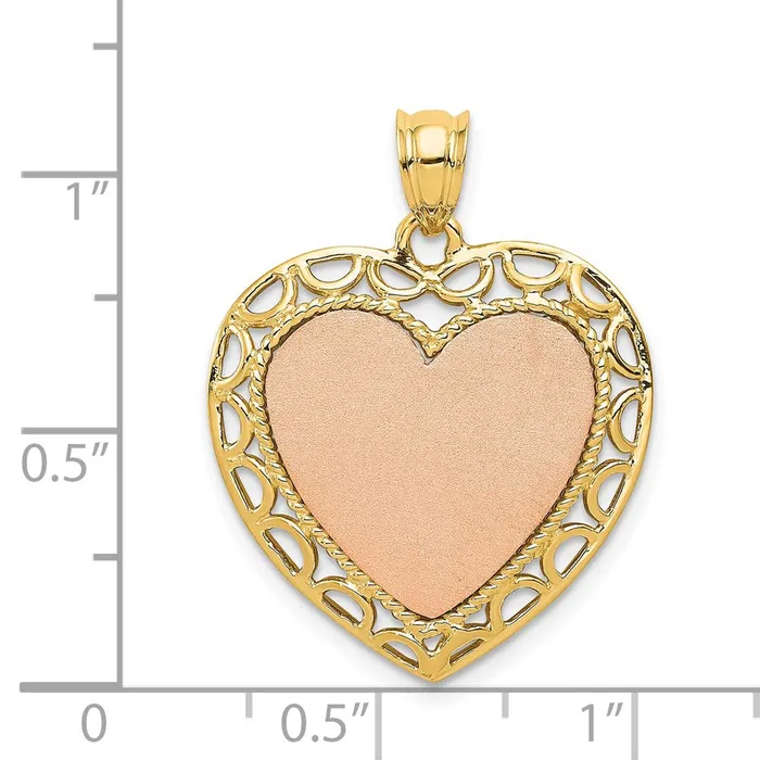 14K Twotone Polished Lace Trim Heart Pendant TreasureFineJewelers Rings