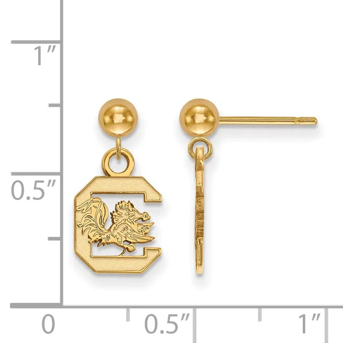 14K Yellow Gold University of South Carolina Earrings Dangle Ball TreasureFineJewelers Earrings