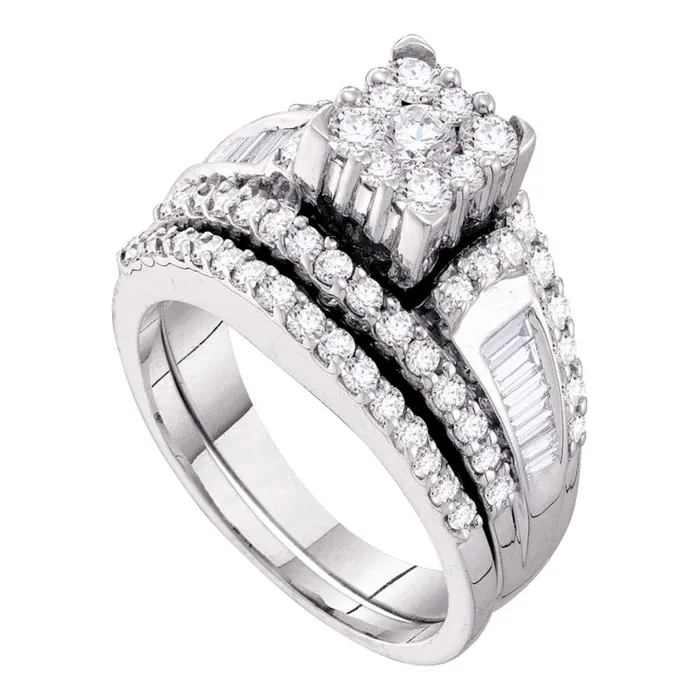 14kt white gold womens round diamond bridal wedding engagement ring band set 1 12 cttw54189 North Arrow Shop Rings 14kt white gold womens round diamond bridal wedding engagement ring band set 1 12 cttw54189 North Arrow Shop Rings