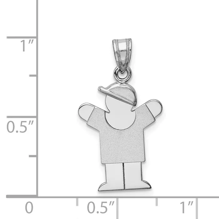 Charm Necklaces 14k White Gold Small Boy wHat on Right Engravable Charm TreasureFineJewelers