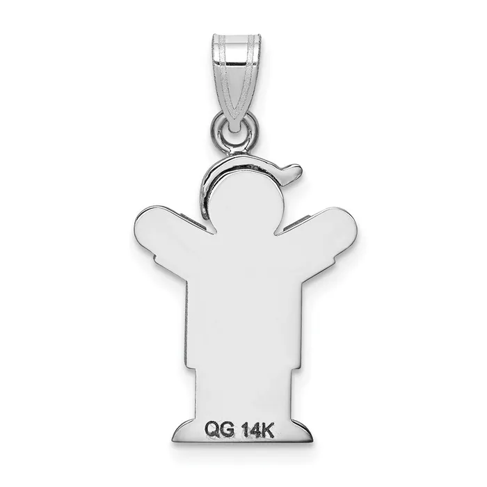 Charm Necklaces 14k White Gold Small Boy wHat on Right Engravable Charm TreasureFineJewelers
