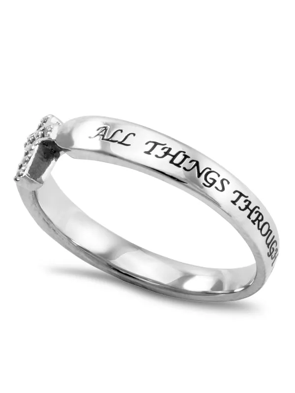 North Arrow Shop Rings PHILIPPIANS 413 Small Cross Ring for Her Clear CZ Stones Stainless Steel North Arrow Shop Rings PHILIPPIANS 413 Small Cross Ring for Her Clear CZ Stones Stainless Steel