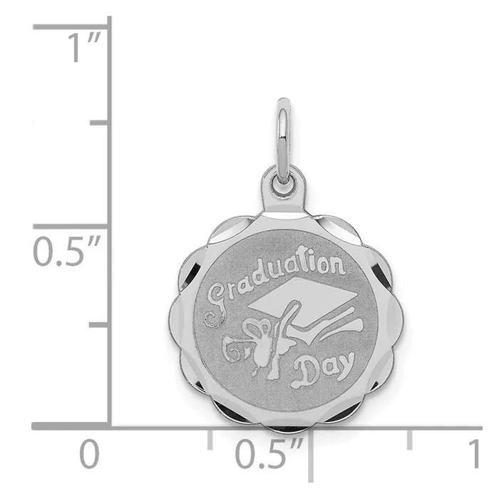 TreasureFineJewelers Rings Sterling Silver Rhodiumplated Graduation Day Disc Charm
