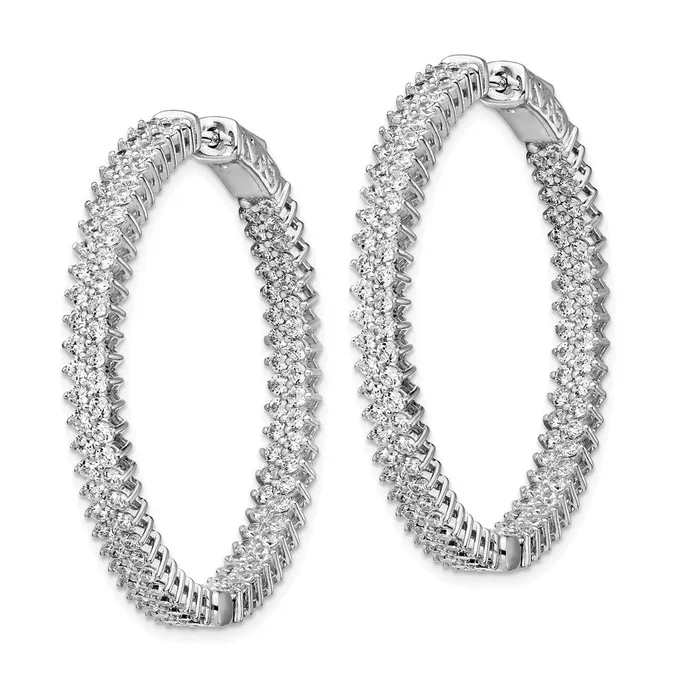 Earrings WB Choice Jewelry Sterling Silver Rhodiumplated CZ In Out Hoop EarringsWBCQE13007 Earrings WB Choice Jewelry Sterling Silver Rhodiumplated CZ In Out Hoop EarringsWBCQE13007