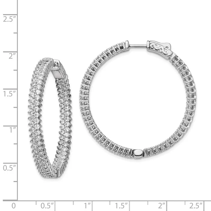 Earrings WB Choice Jewelry Sterling Silver Rhodiumplated CZ In Out Hoop EarringsWBCQE13007 Earrings WB Choice Jewelry Sterling Silver Rhodiumplated CZ In Out Hoop EarringsWBCQE13007