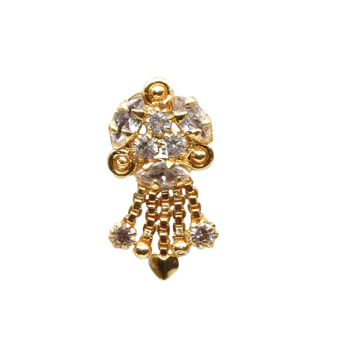 Karizma Jewels Rings Indian Stylish Fake Gold Plated Nose ring White CZ Twisted nose ring L Bend