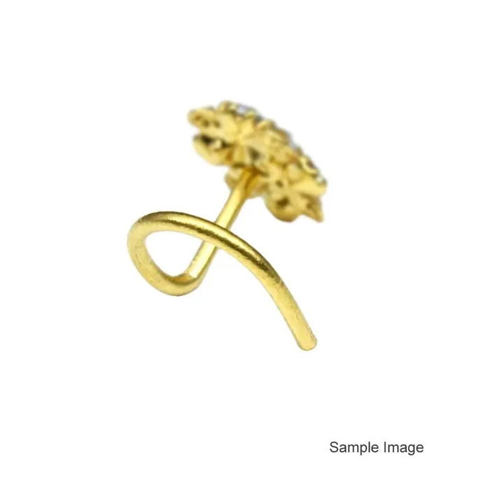 Karizma Jewels Rings Indian Stylish Fake Gold Plated Nose ring White CZ Twisted nose ring L Bend