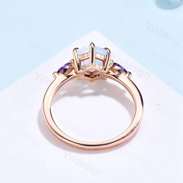PENFINE Solitaire Opal engagement ring six Prongs Marquise cut Amethyst ring for women vintage three stone art deco amethyst bridal ring gifts Rings PENFINE Solitaire Opal engagement ring six Prongs Marquise cut Amethyst ring for women vintage three stone art deco amethyst bridal ring gifts Rings