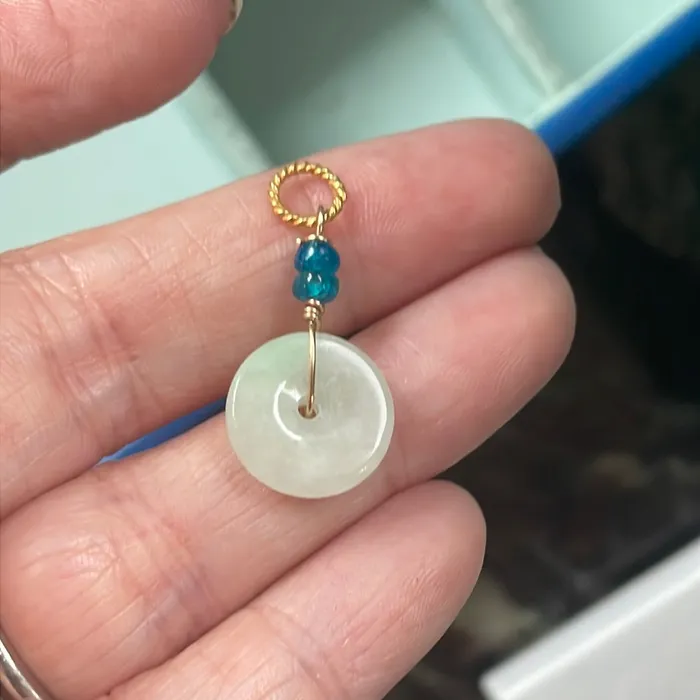 Jade Pendant Apatite Gold Filled Handmade Love Vintage Paris PreStyled Sets