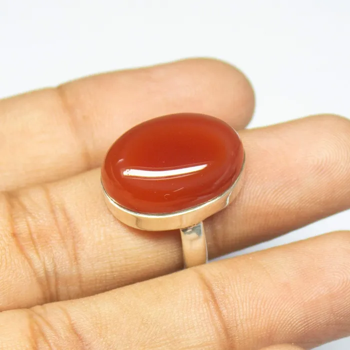 670gm Natural Red Onyx Oval Shape 925 Sterling Silver Bezel Ring Onyx Ring Beads Supplies USA Rings