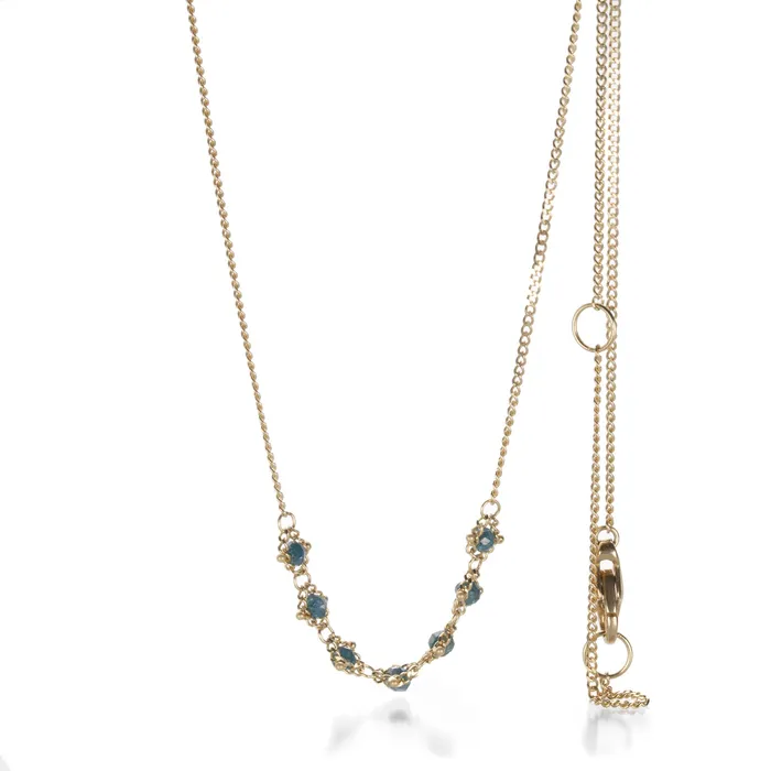 Amali Necklaces Petite Textile Necklace with Blue Diamonds