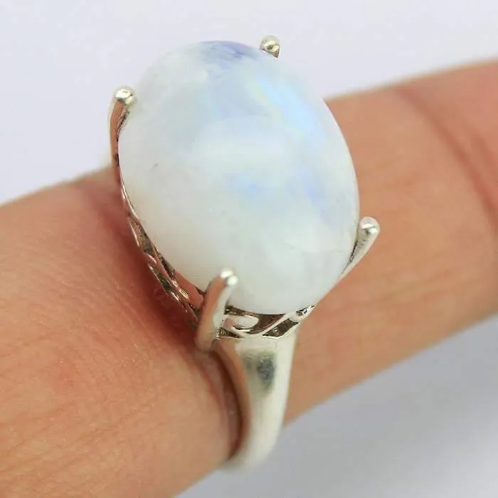 Beads Supplies USA Rings 698g Handmade Natural Rainbow Moonstone Designer Oval 925 Sterling Silver Ring Moonstone Ring Beads Supplies USA Rings 698g Handmade Natural Rainbow Moonstone Designer Oval 925 Sterling Silver Ring Moonstone Ring