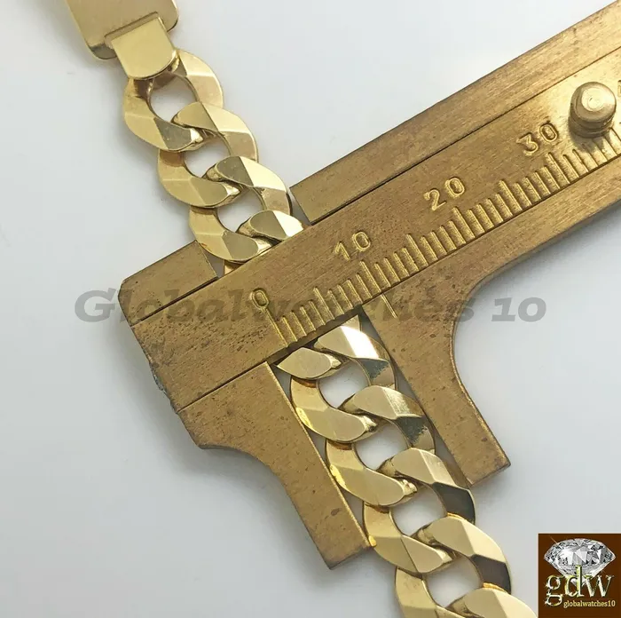 Bracelets Gold and Diamond 14k Men Yellow Gold Cuban Link Bracelet 9 Inch Strong Link Lobster Lock Real