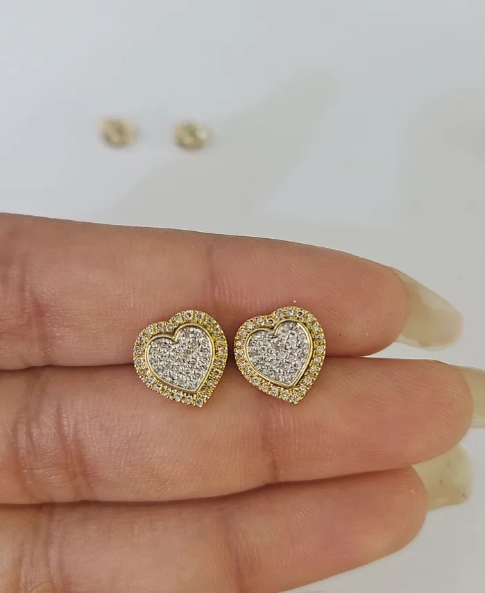 Earrings 10k Diamond Heart Earrings Pendant Charm SET Yellow Gold Gold and Diamond