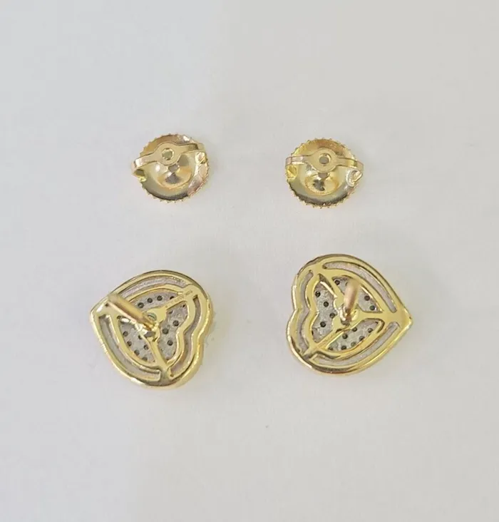 Earrings 10k Diamond Heart Earrings Pendant Charm SET Yellow Gold Gold and Diamond