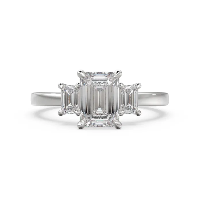 GIA Emerald Cut Diamond Three Stone Engagement Ring Certified Diamond Proposal Ring Handmade Wedding Ring Certified GIA Diamond Ring Jalvi Co Rings
