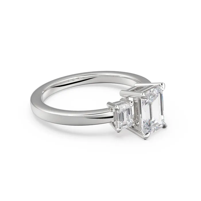 GIA Emerald Cut Diamond Three Stone Engagement Ring Certified Diamond Proposal Ring Handmade Wedding Ring Certified GIA Diamond Ring Jalvi Co Rings