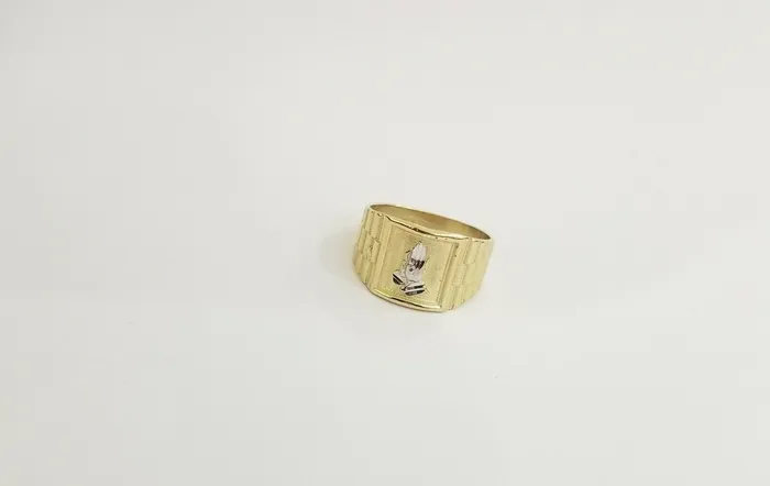 Globalwatches10 Rings 10k Mens yellow Gold prying hand Ring Sizable casual gold squared ring 10kt