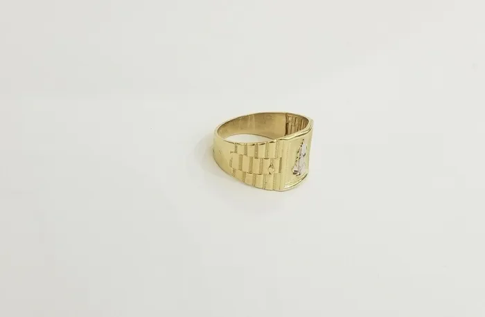 Globalwatches10 Rings 10k Mens yellow Gold prying hand Ring Sizable casual gold squared ring 10kt