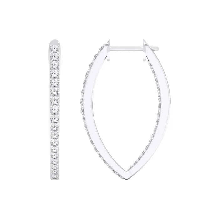 Independent Jewellers Earrings 10kt White Gold 050cttw In And Out Diamond Triangle Hoop Earrings Independent Jewellers Earrings 10kt White Gold 050cttw In And Out Diamond Triangle Hoop Earrings