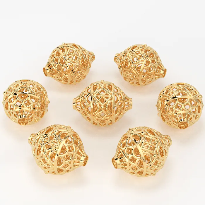 Jalvi Co PreStyled Sets 18k Solid Gold Handmade Designer Round Spacer Bead Finding 8mm 9mm 10mm