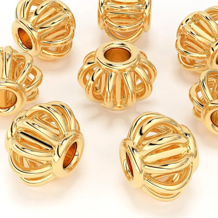 Jalvi Co PreStyled Sets 18k Solid Yellow Gold Fancy Bali Spacer Findings Bead Single piece 42mm Jalvi Co PreStyled Sets 18k Solid Yellow Gold Fancy Bali Spacer Findings Bead Single piece 42mm