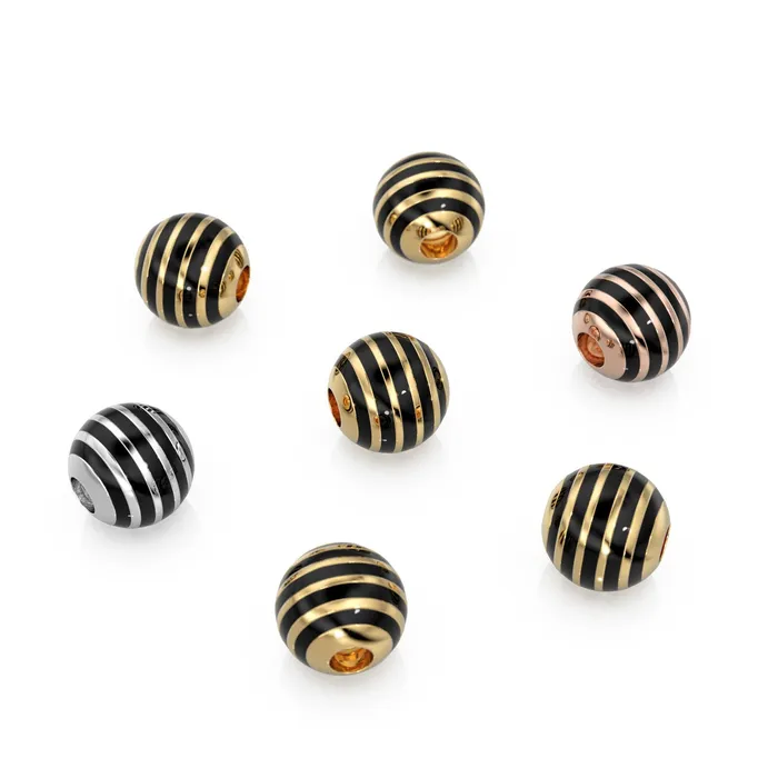 Jalvi Co PreStyled Sets 6mm 18k Solid Yellow Gold Round Ball Striped Enamel Spacer Findings Beads 1 piece Jalvi Co PreStyled Sets 6mm 18k Solid Yellow Gold Round Ball Striped Enamel Spacer Findings Beads 1 piece