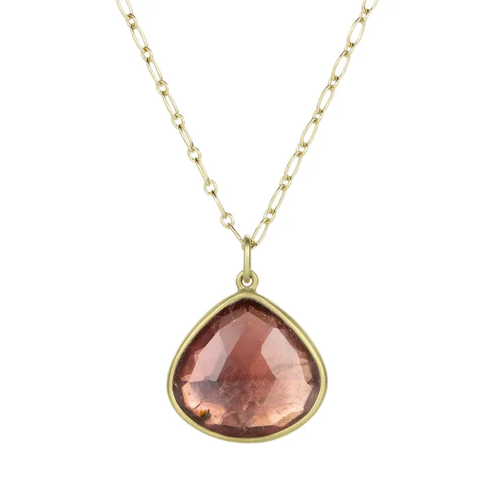 Lola Brooks Necklaces Peach Tourmaline Pebble Pendant Necklace