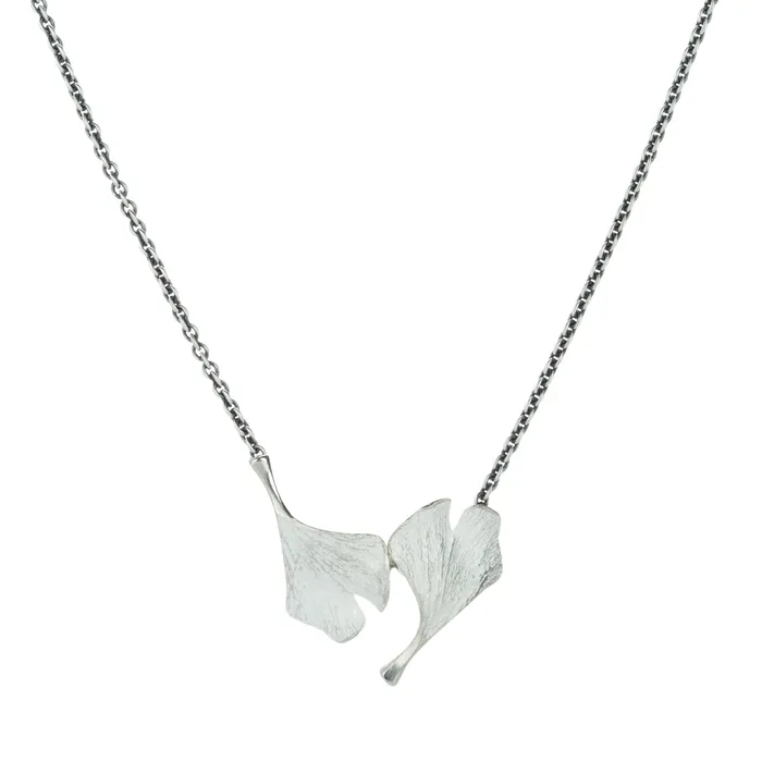 Necklaces John Iversen Double Baby Ginkgo Leaf Pendant Necklace