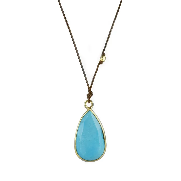 Necklaces Margaret Solow Teardrop Turquoise Pendant Necklace