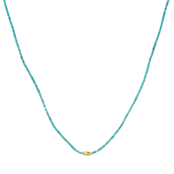 Necklaces Margaret Solow Turquoise and Gold Bead Necklace