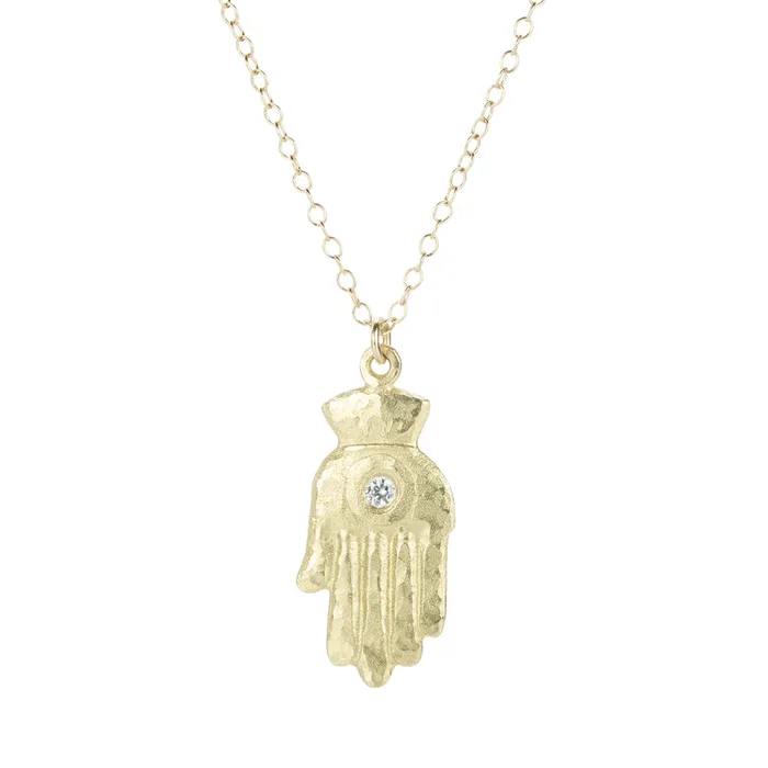 Necklaces Victoria Cunningham Hamsa with Diamond Pendant Necklace